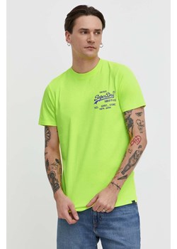 Superdry t-shirt bawełniany męski kolor żółty z nadrukiem ze sklepu ANSWEAR.com w kategorii T-shirty męskie - zdjęcie 170527478