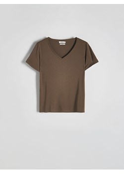 Reserved - T-shirt z modalem - ciemnozielony ze sklepu Reserved w kategorii Bluzki damskie - zdjęcie 170527627