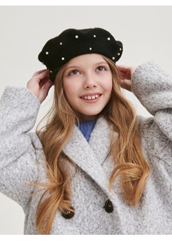 Reserved - Wełniany beret z perełkami - czarny ze sklepu Reserved w kategorii Czapki dziecięce - zdjęcie 170527788