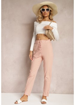 Różowe Spodnie z Regularnym Stanem Ściągane Sznurkiem Aryle ze sklepu Renee odzież w kategorii Spodnie damskie - zdjęcie 170529069