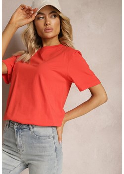 Czerwony T-shirt z Bawełny o Krótkim Luźnym Fasonie Ilakara ze sklepu Renee odzież w kategorii Bluzki damskie - zdjęcie 170529217