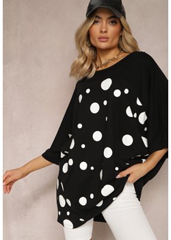 Czarna Bluzka z Bawełny z Luźnym Rękawem Nidraca ze sklepu Renee odzież w kategorii Bluzki damskie - zdjęcie 170529237