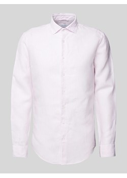 Koszula biznesowa o kroju slim fit z lnu ze wzorem w paski ze sklepu Peek&Cloppenburg  w kategorii Koszule męskie - zdjęcie 170529666