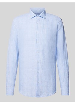 Koszula lniana o kroju slim fit ze wzorem w kratę glencheck ze sklepu Peek&Cloppenburg  w kategorii Koszule męskie - zdjęcie 170529868