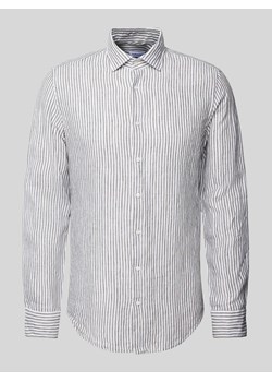 Koszula biznesowa o kroju slim fit z lnu ze wzorem w paski ze sklepu Peek&Cloppenburg  w kategorii Koszule męskie - zdjęcie 170530017