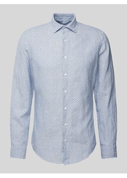 Koszula biznesowa o kroju slim fit z lnu ze wzorem na całej powierzchni ze sklepu Peek&Cloppenburg  w kategorii Koszule męskie - zdjęcie 170530105