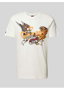 T-shirt z nadrukiem z motywem i napisem model ‘TATTOO SCRIPT’ ze sklepu Peek&Cloppenburg  w kategorii T-shirty męskie - zdjęcie 170530367