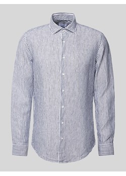 Koszula biznesowa o kroju slim fit z lnu ze wzorem w paski ze sklepu Peek&Cloppenburg  w kategorii Koszule męskie - zdjęcie 170535156