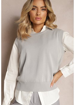 Szara Kamizelka z Klasyczną Koszulą Nellamira ze sklepu Renee odzież w kategorii Koszule damskie - zdjęcie 170542188