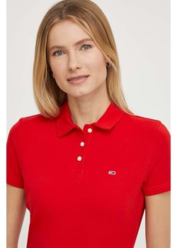 Tommy Jeans polo damski kolor czerwony ze sklepu ANSWEAR.com w kategorii Bluzki damskie - zdjęcie 170544907
