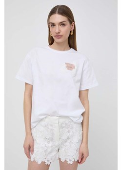 Twinset t-shirt bawełniany damski kolor biały ze sklepu ANSWEAR.com w kategorii Bluzki damskie - zdjęcie 170545018