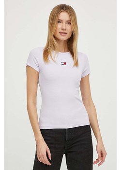 Tommy Jeans t-shirt damski kolor fioletowy ze sklepu ANSWEAR.com w kategorii Bluzki damskie - zdjęcie 170545086
