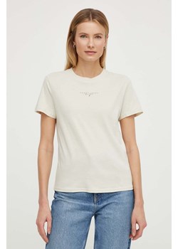 Tommy Jeans t-shirt bawełniany damski kolor beżowy ze sklepu ANSWEAR.com w kategorii Bluzki damskie - zdjęcie 170545097