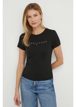 Tommy Jeans t-shirt bawełniany damski kolor czarny DW0DW17827 ze sklepu ANSWEAR.com w kategorii Bluzki damskie - zdjęcie 170545157
