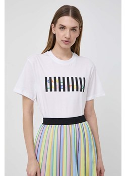 Karl Lagerfeld t-shirt bawełniany damski kolor beżowy ze sklepu ANSWEAR.com w kategorii Bluzki damskie - zdjęcie 170545177