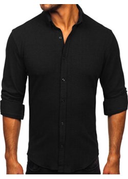 Czarna muślinowa koszula męska z długim rękawem Denley 506 ze sklepu Denley w kategorii Koszule męskie - zdjęcie 170545329