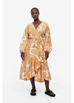 H & M - Długa sukienka kopertowa - Żółty ze sklepu H&M w kategorii Sukienki - zdjęcie 170550435