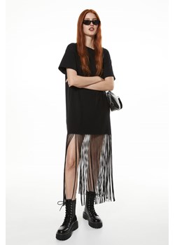 H & M - Sukienka T-shirtowa z frędzlami - Czarny ze sklepu H&M w kategorii Sukienki - zdjęcie 170550528