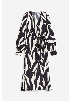 H & M - Kopertowa sukienka z baloniastym rękawem - Czarny ze sklepu H&M w kategorii Sukienki - zdjęcie 170550556