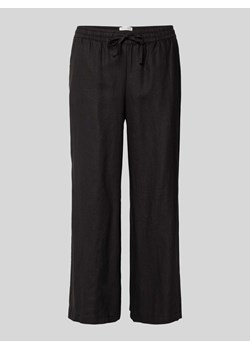 Spodnie lniane o kroju regular fit z elastycznym pasem ze sklepu Peek&Cloppenburg  w kategorii Spodnie damskie - zdjęcie 170550648