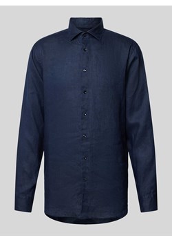 Koszula lniana o kroju slim fit z kołnierzykiem typu kent ze sklepu Peek&Cloppenburg  w kategorii Koszule męskie - zdjęcie 170551255