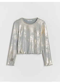 Reserved - Koszulka z metalicznym efektem - jasnoszary ze sklepu Reserved w kategorii Bluzki dziewczęce - zdjęcie 170555598
