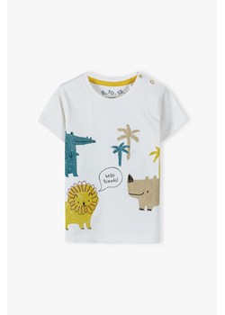 Bawełniany T-shirt z miękkim nadrukiem - ecru ze sklepu 5.10.15 w kategorii Koszulki niemowlęce - zdjęcie 170556187