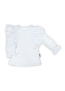Bluzka bawełniana dziewczęca z długim rękawem dla dziewczynki biała ze sklepu 5.10.15 w kategorii Bluzki dziewczęce - zdjęcie 170556195