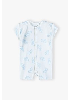 Bawełniany rampers niemowlęcy w kolorze białym z niebieskim wzorem ze sklepu 5.10.15 w kategorii Rampersy - zdjęcie 170556377