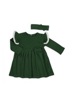 Komplet dziewczęcy sukienka i opaska zielony ze sklepu 5.10.15 w kategorii Sukienki niemowlęce - zdjęcie 170556418