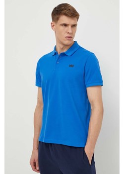 Helly Hansen polo bawełniane kolor niebieski gładki ze sklepu ANSWEAR.com w kategorii T-shirty męskie - zdjęcie 170567279