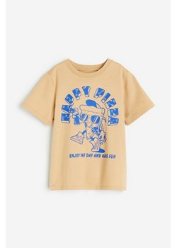 H & M - Bawełniany T-shirt - Beżowy ze sklepu H&M w kategorii T-shirty chłopięce - zdjęcie 170568716