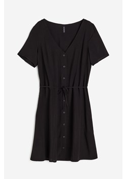 H & M - Sukienka z guzikami i wiązaniem z przodu - Czarny ze sklepu H&M w kategorii Sukienki - zdjęcie 170568799