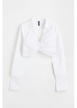 H & M - Krótka marszczona koszula - Biały ze sklepu H&M w kategorii Koszule damskie - zdjęcie 170568806