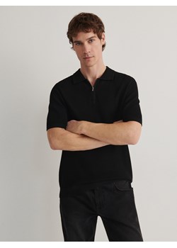 Reserved - Dzianinowe polo - czarny ze sklepu Reserved w kategorii T-shirty męskie - zdjęcie 170570385