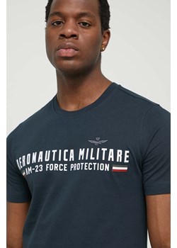 Aeronautica Militare t-shirt bawełniany męski kolor niebieski z nadrukiem TS1942J538 ze sklepu ANSWEAR.com w kategorii T-shirty męskie - zdjęcie 170571556