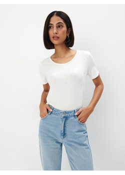 Mohito - T-shirt z ozdobnymi elementami - biały ze sklepu Mohito w kategorii Bluzki damskie - zdjęcie 170572487