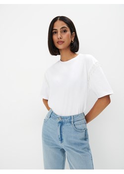 Mohito - Bawełniany t-shirt - biały ze sklepu Mohito w kategorii Bluzki damskie - zdjęcie 170572509