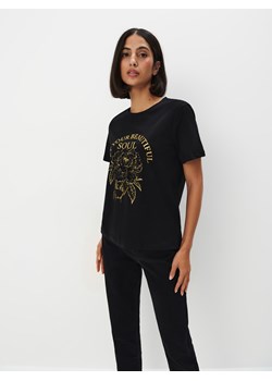 Mohito - T-shirt z nadrukiem - czarny ze sklepu Mohito w kategorii Bluzki damskie - zdjęcie 170572566