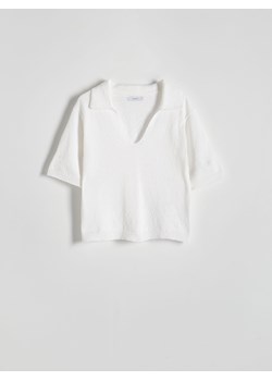 Reserved - Dzianinowa bluzka polo - złamana biel ze sklepu Reserved w kategorii Swetry damskie - zdjęcie 170573137