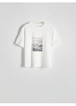 Reserved - T-shirt z aplikacją - biały ze sklepu Reserved w kategorii Bluzki damskie - zdjęcie 170573425