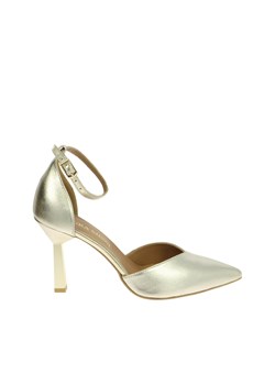 Złote sandały na kwadratowej szpilce ze sklepu Laura Messi w kategorii Czółenka - zdjęcie 170575118