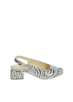 Złote, wzorzyste sandały na klocku ze sklepu Laura Messi w kategorii Sandały damskie - zdjęcie 170575308