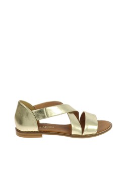 Złote płaskie sandałki ze sklepu Laura Messi w kategorii Sandały damskie - zdjęcie 170575547