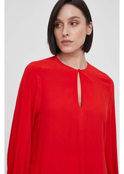 Tommy Hilfiger bluzka damska kolor czerwony gładka ze sklepu ANSWEAR.com w kategorii Bluzki damskie - zdjęcie 170578256