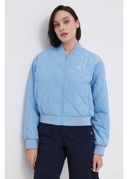 Calvin Klein Jeans kurtka bomber damski kolor niebieski ze sklepu ANSWEAR.com w kategorii Kurtki damskie - zdjęcie 170578356