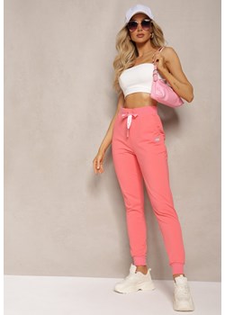 Różowe Dresowe Spodnie High Waist z Cyrkoniami Bolia ze sklepu Renee odzież w kategorii Spodnie damskie - zdjęcie 170580185