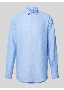 Koszula lniana o kroju slim fit z kołnierzykiem typu kent ze sklepu Peek&Cloppenburg  w kategorii Koszule męskie - zdjęcie 170581487