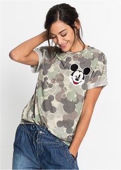 Shirt w deseń moro i z motywem Myszki Miki ze sklepu bonprix w kategorii Bluzki damskie - zdjęcie 170589918