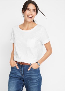 T-shirt bawełniany z przędzy mieszankowej, z kieszonką, bawełna organiczna ze sklepu bonprix w kategorii Bluzki damskie - zdjęcie 170591387